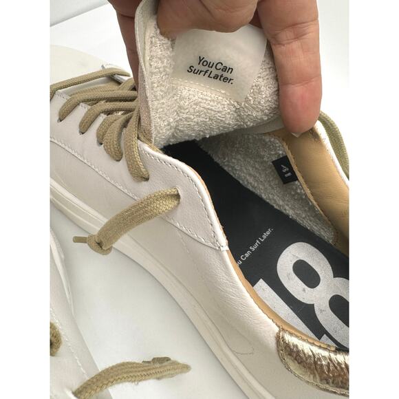 P448 gold and white classic platform Thea Wilder Sneaker size 41 / US 10.5 W - Picture 5 of 12